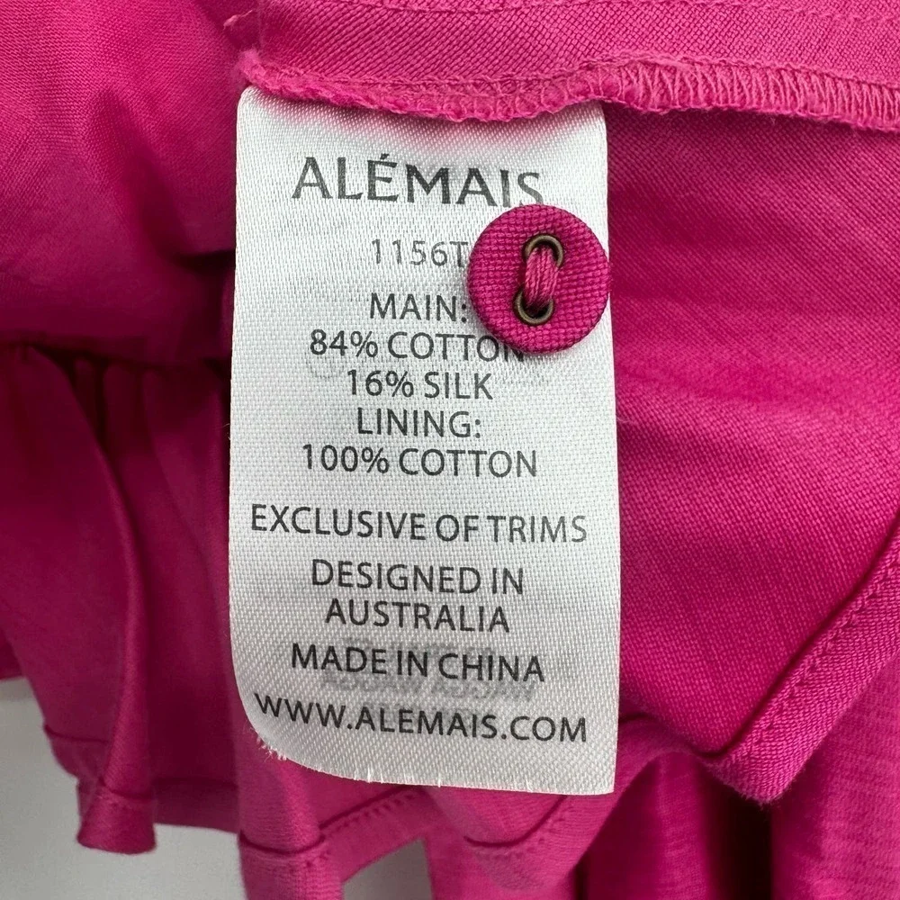 ALEMAIS Blaire Ruffle Blouson Crop Top Pink Puff Silk Cotton Size 4 NWOT